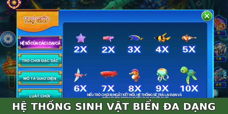 Hệ thống sinh vật biển phong phú được xây dựng trong game